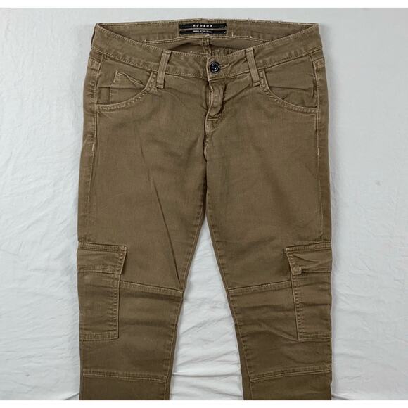 Hudson Vintage USA Made Stretch Denim Cargo Jeans. Washed Olive, Women's 25. GUC - Picture 5 of 9